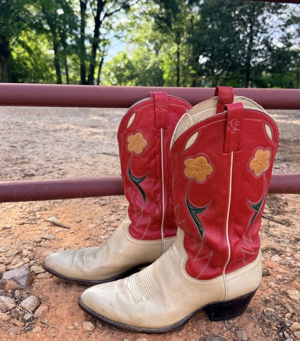 Vintage 70s Ralph Lauren Polo Western Cowboy Boots Floral Tooled US Mens 10.5 D